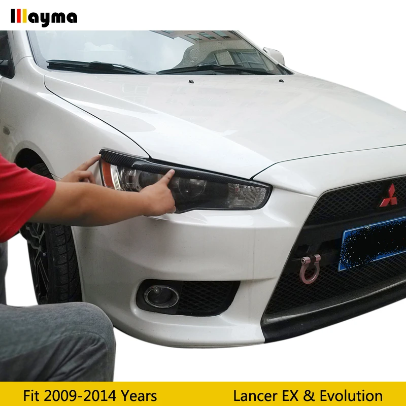 Накладка на переднюю фару из углеродного волокна 2 шт. для Mitsubishi Lancer EX Evolution Evo 10th