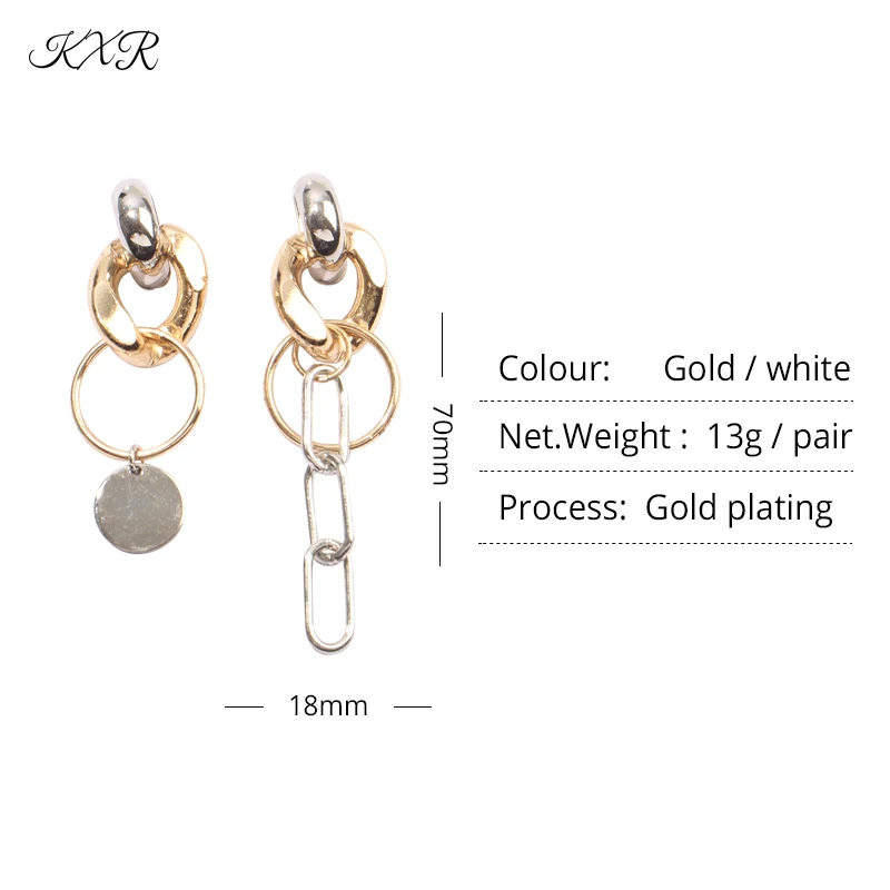 

KXR 2021 New Retro Exaggerated Gold Acrylic Cufflink Earrings Women's Gold Retro Punk Geometric Tassel Earrings Wholesale