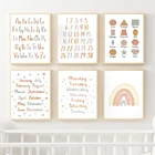 Радужный Алфавит цифры еженедельная ежемесячная форма Детская школа настенная Картина на холсте постеры и принты картины декор детской комнаты