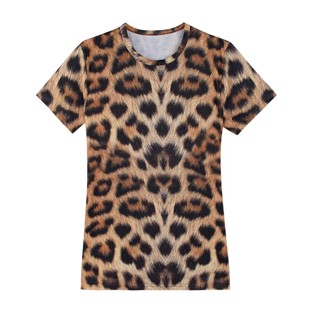 Leopard Print Женский костюм пастушки с цветком, черепом, клоуном, пиратом мариачи, 3D футболки для косплея, для взрослых, на Рождество, Хэллоуин, карнавал, вечерние футболки - Цвет: Leopard Print