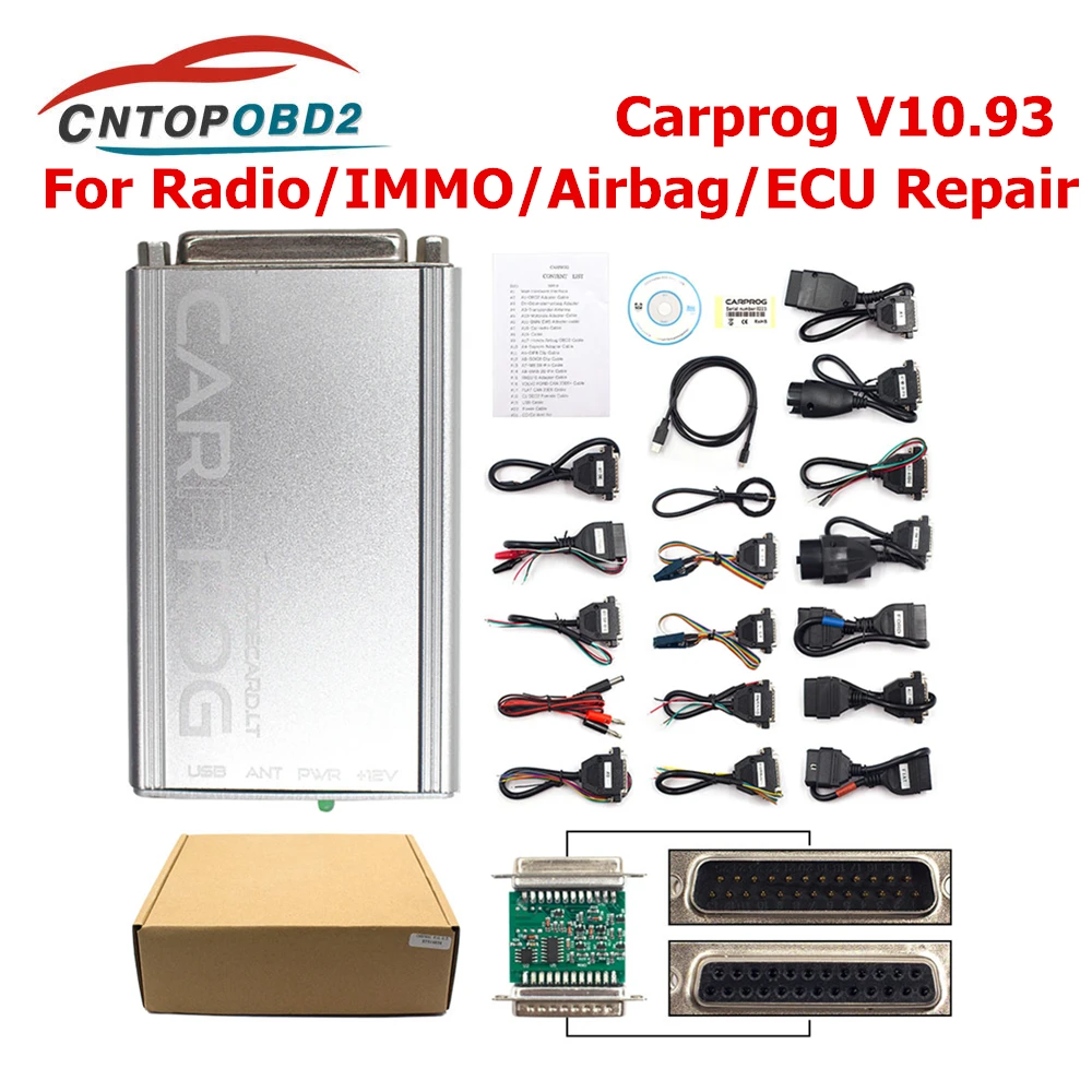 Лучшая цена Carprog V10.93 полный 21 адаптер для автомобиля Prog 10 93 ECU чип тюнинг 05