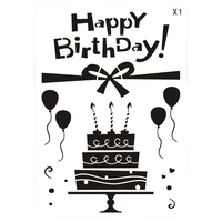 1pc stencils birthday cake painting template diy scrapbooking coloring album decorative drawing office school supplies reusable