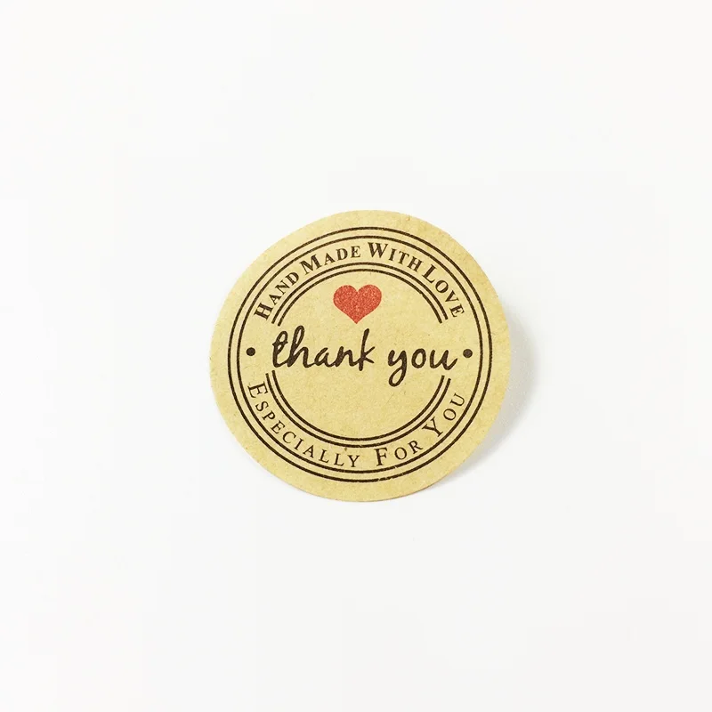 H thank you Red 100 шт./лот красное сердце ручной работы с любовью Скрапбукинг этикетки из крафт-бумаги наклейки для конвертов подарочная упаковка печать наклейки - Цвет: H thank you Red