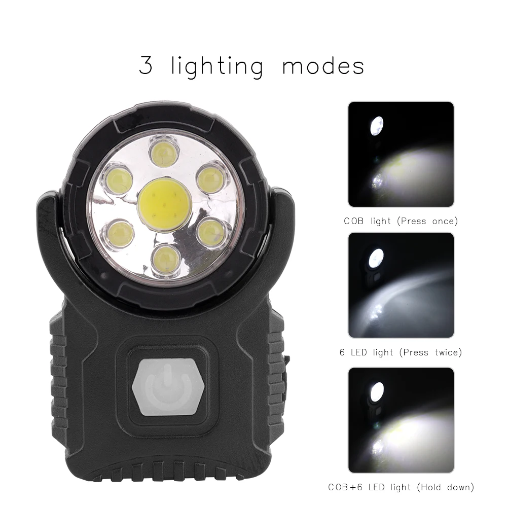 Мини cob LED рабочий свет USB Перезаряжаемые клип на лампа шапку Водонепроницаемый