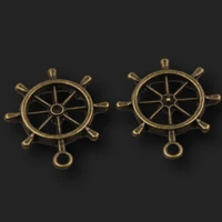 20pcs antique bronze color ship wheel rudder pendant diy charm punk metal bracelet necklace jewelry making 2328mm a128
