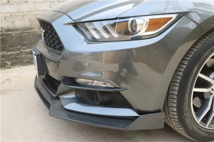 Для Ford Mustang Настоящее углеродное волокно для автомобильного переднего бампера разветвители боковой дефлектор фартуки