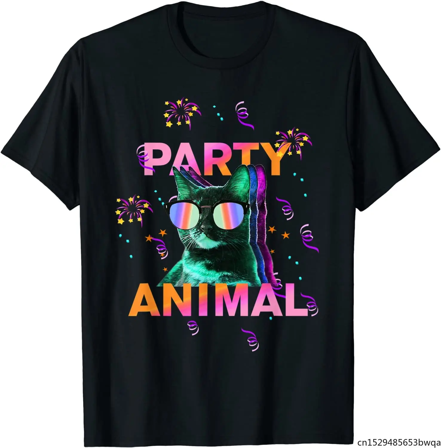 

Party Cat: Party Animal Colorful Graphic T-Shirt