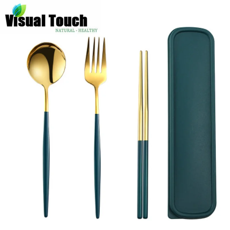 Визуальный сенсорный набор посуды из 3 предметов 304 столовые приборы нержавеющей