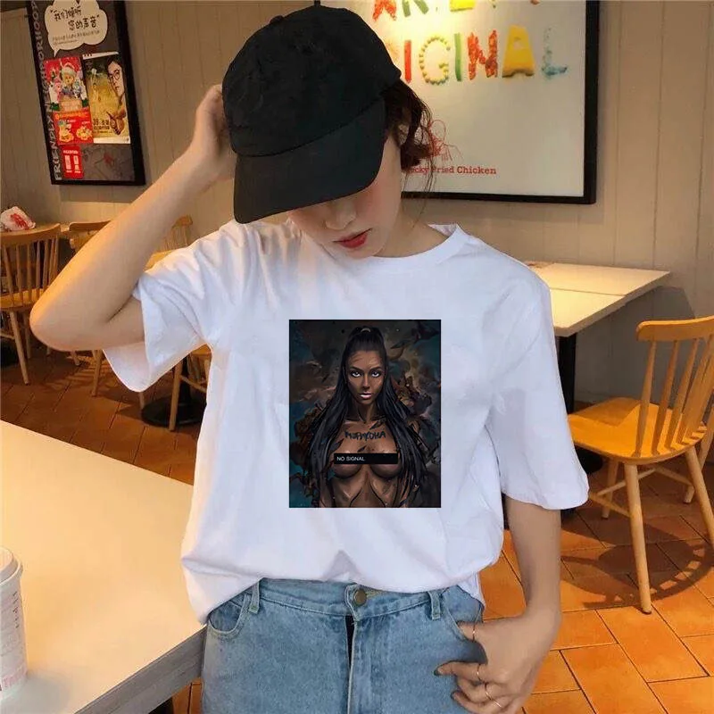 

Fashion 2020 Summer T Shirt Woman Harajuku Kawaii Beautiful Black Girl Female T-shirt Leisure Streetwear Ropa Mujer Tshirt Top