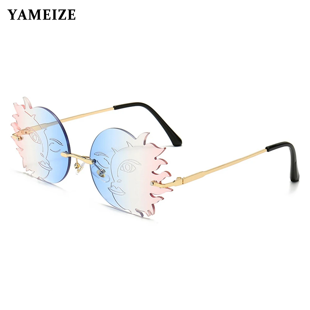 

Модные солнцезащитные очки YAMEIZE без оправы, УНИКАЛЬНЫЕ Солнцезащитные очки, винтажные очки в стиле стимпанк, женские очки, линзы карамельно...