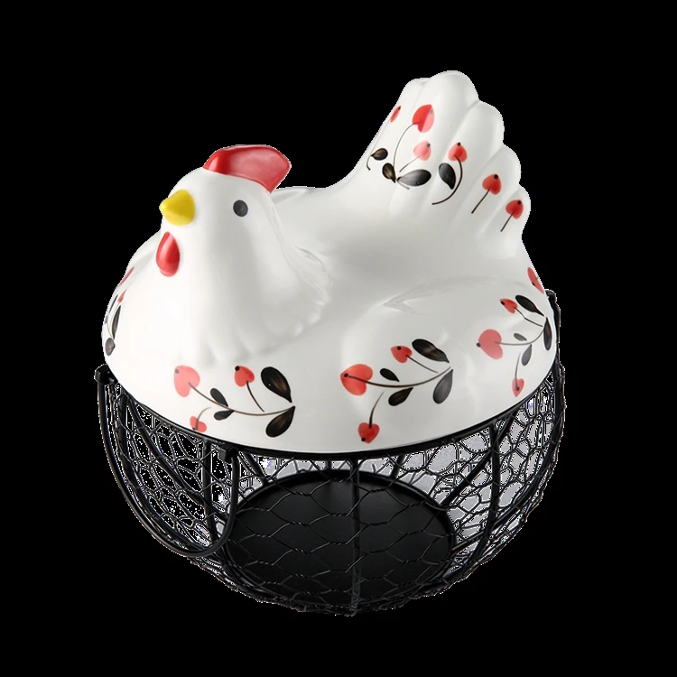 Железная корзина для хранения с крышкой курицы милая кухонная яиц мелочей|Лотки