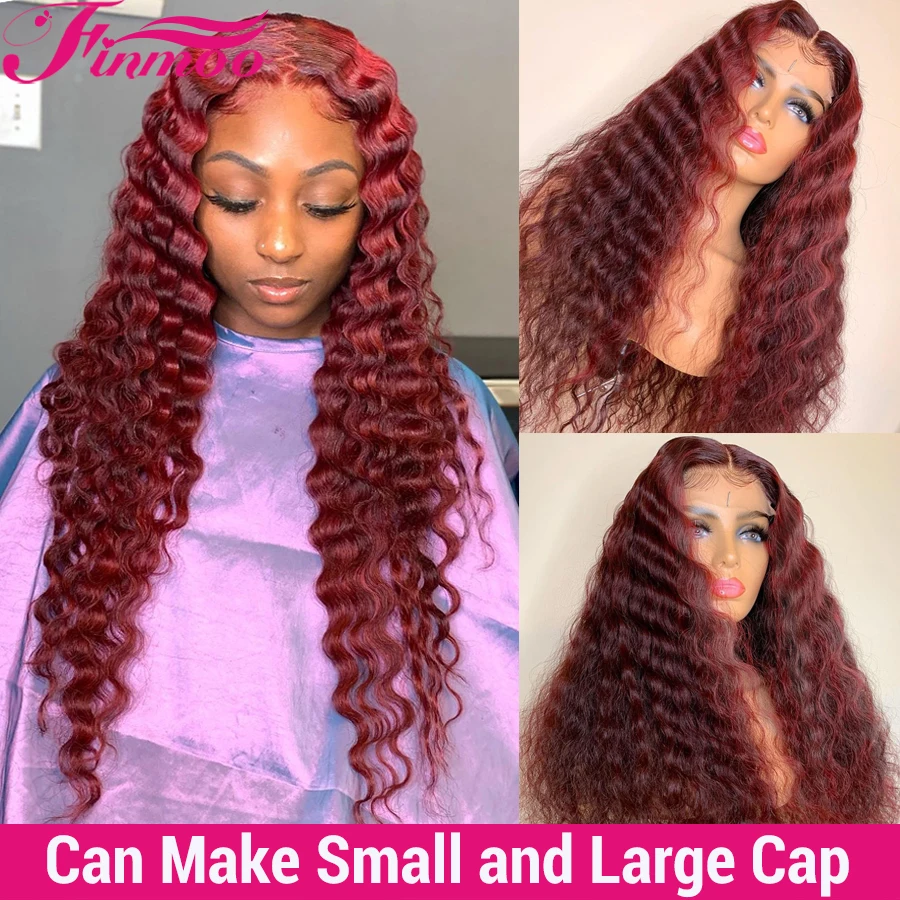 Глубокая волна бордовый часть парик шнурка человеческих волос парики