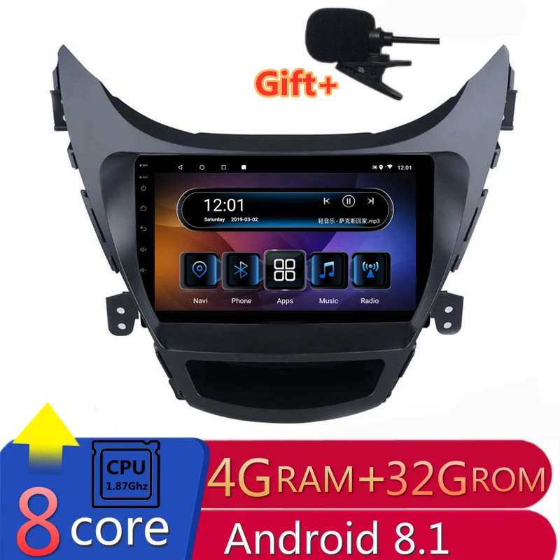 Автомагнитола 9 &quot 4 Гб ОЗУ 8 ядер 1 87 ГГц Android DVD GPS навигация для Hyundai Elantra MD Avante I35 2012