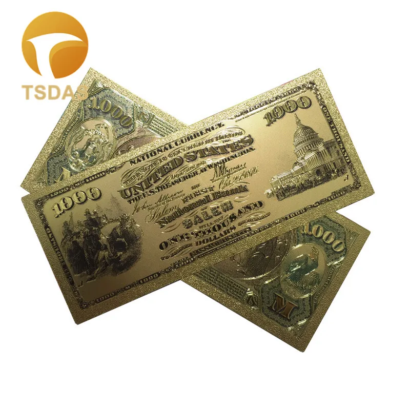 Позолоченные банкноты коллекционные золотые 10 шт./лот США 1000 долларов 24k Золотая
