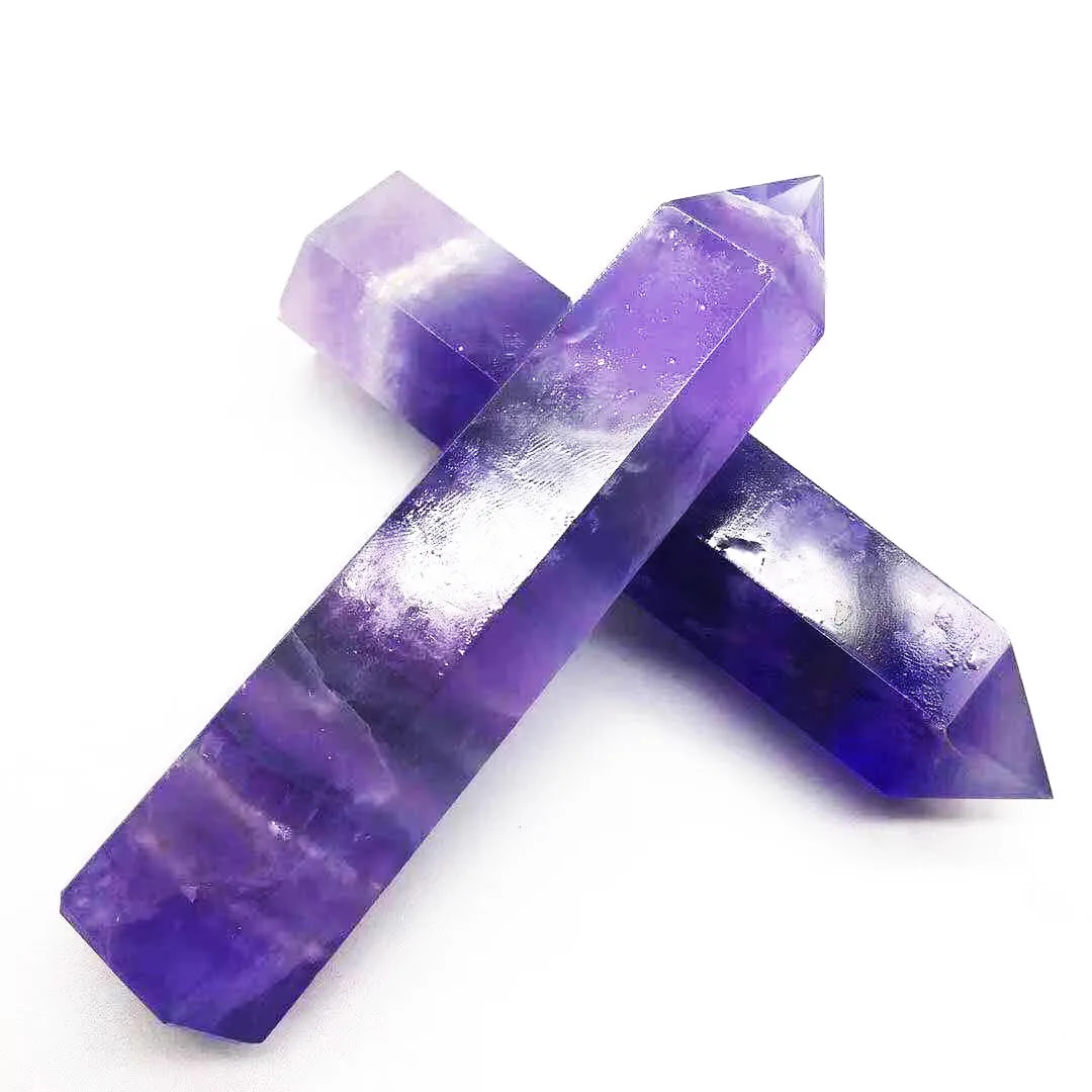 

MOKAGY 90mm-100mm Natural Purple Fluorite Quartz Point 1pc