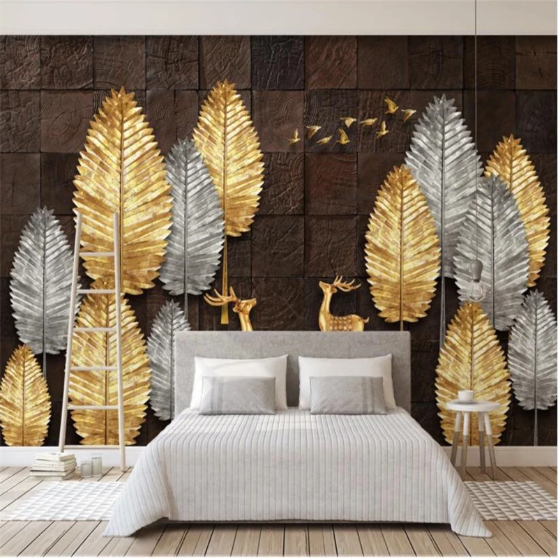 

beibehang Custom Mural Wallpaper 3D Landscape Fresco wallpapers Living Room grain golden woods TV Study Art Papel De Parede 3 D