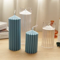large gear textured cylinder acrylic candle mold for handmade desktop decoration candlelight dinner aromatherapy candle mould