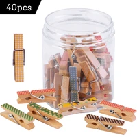 miusie 40pcs natural wooden colorful sewing clips clothing clips holder photo clips for decoration and school office clips