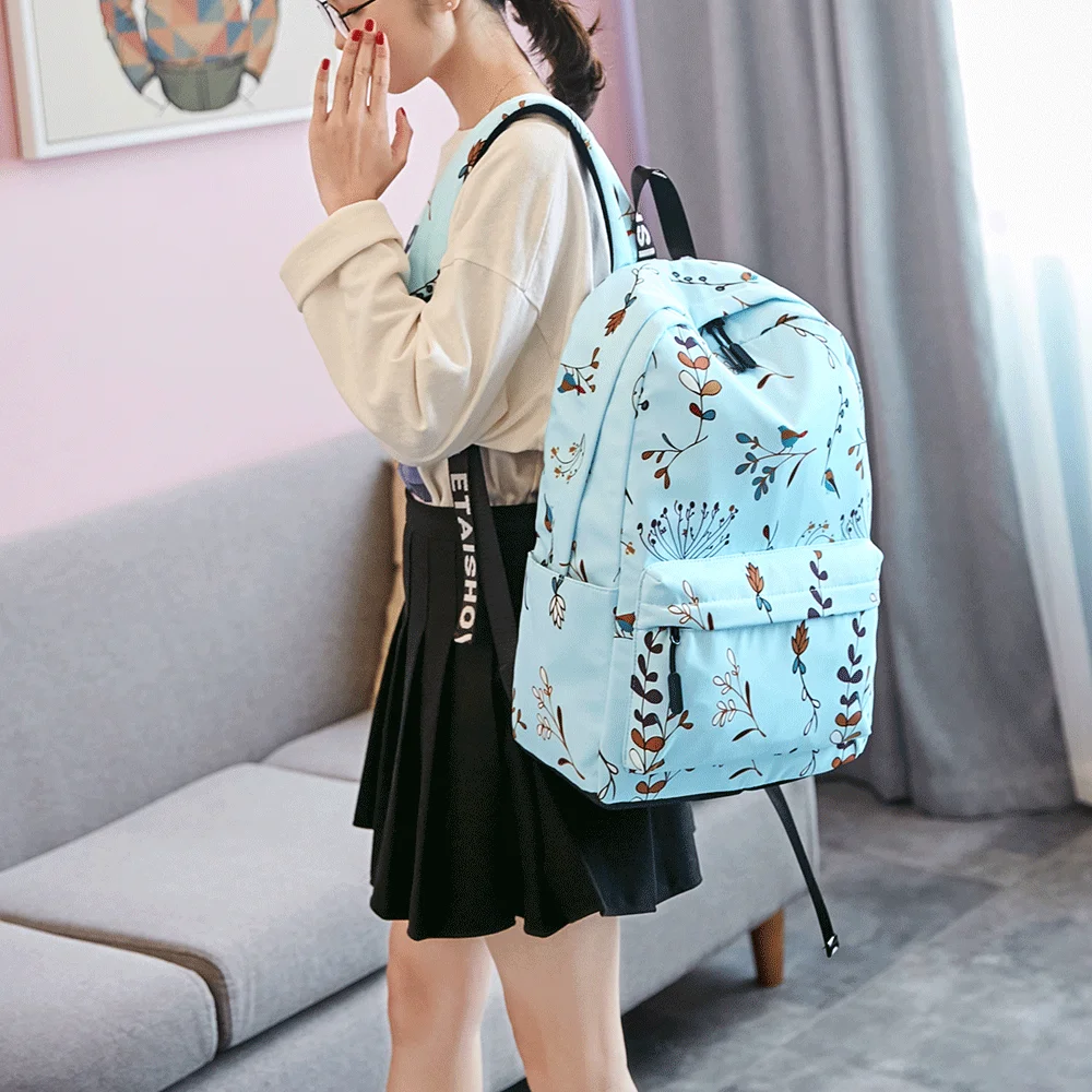 Водонепроницаемый школьный ранец для студентов Синий Холщовый Рюкзак с