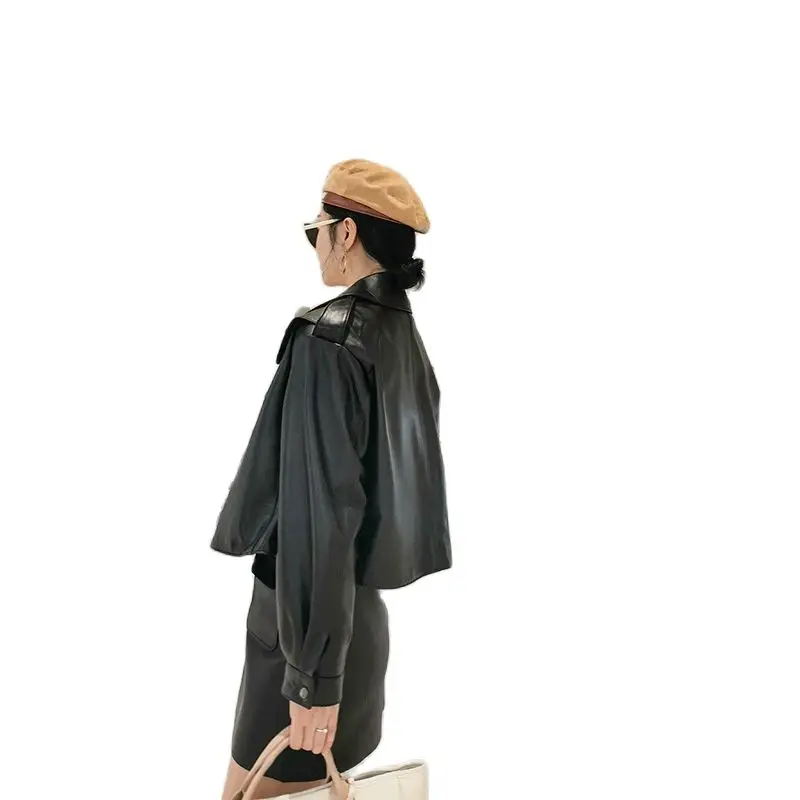 Chaqueta de piel de oveja para mujer, abrigos de piel auténtica para invierno, otoño