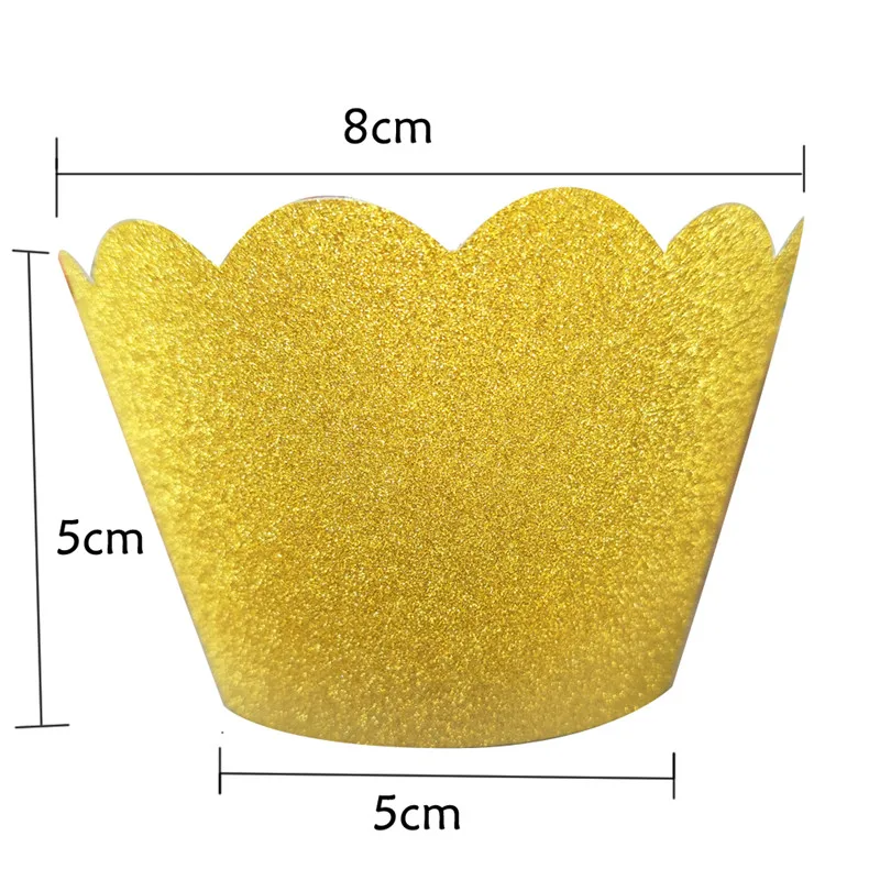 12 шт. блестящая обертка для капкейков розовое золото серебро день рождения