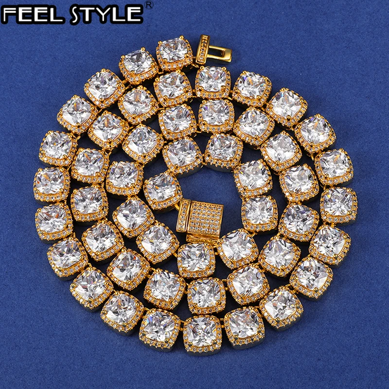 

Hip Hop Bling Iced Out Cubic 10MM Zirconia Bracelet Necklace Geometric Square AAA CZ Stone Tennis Chain For Men Women Jewelry