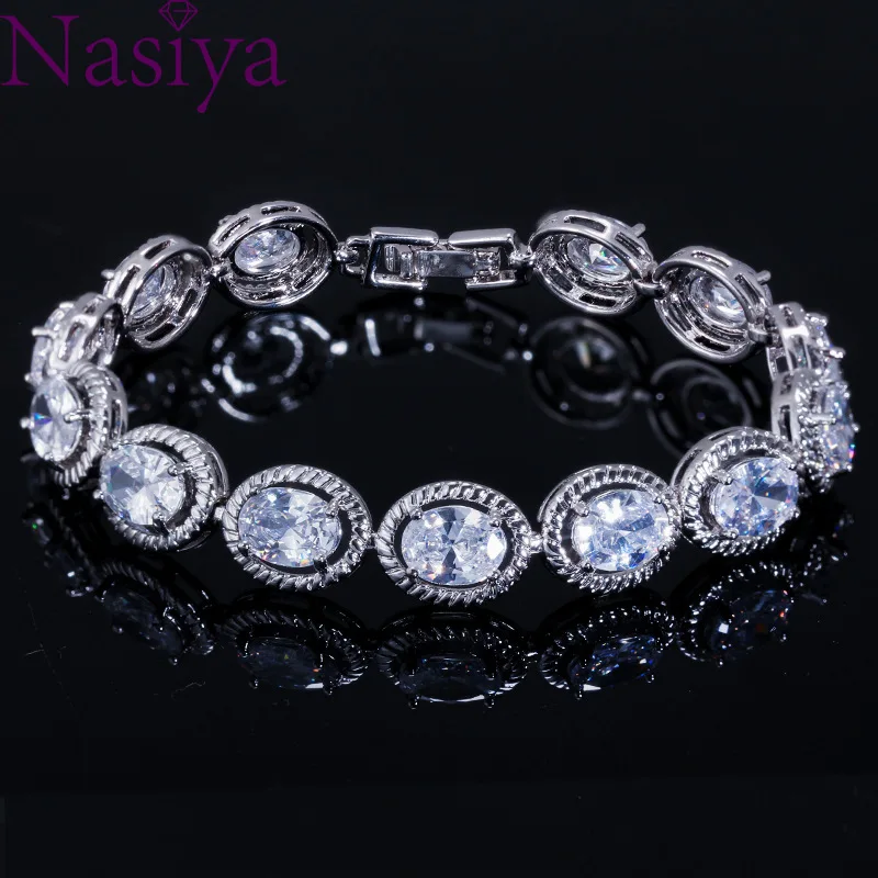 

Charm Classic Oval AAA Cubic Zircon 7 Colors Bracelets for Woman Elegance Wedding Party Birthday Gift