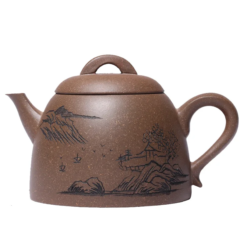 

Yixing new Zisha teapot original ore section mud handmade teapot landscape Qinquan tea set gift