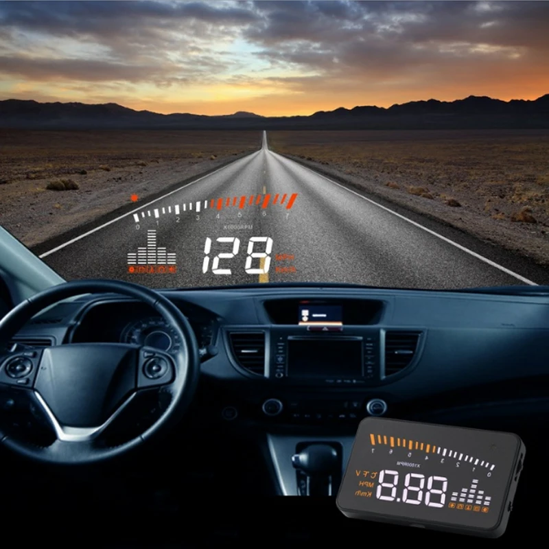 TOSPRA Автомобильный Универсальный Автомобильный Head Up Дисплей Скорость ometer Температура проекции воды Скорость Предупреждение топлива на лобовое стекло для автомобиля Hud