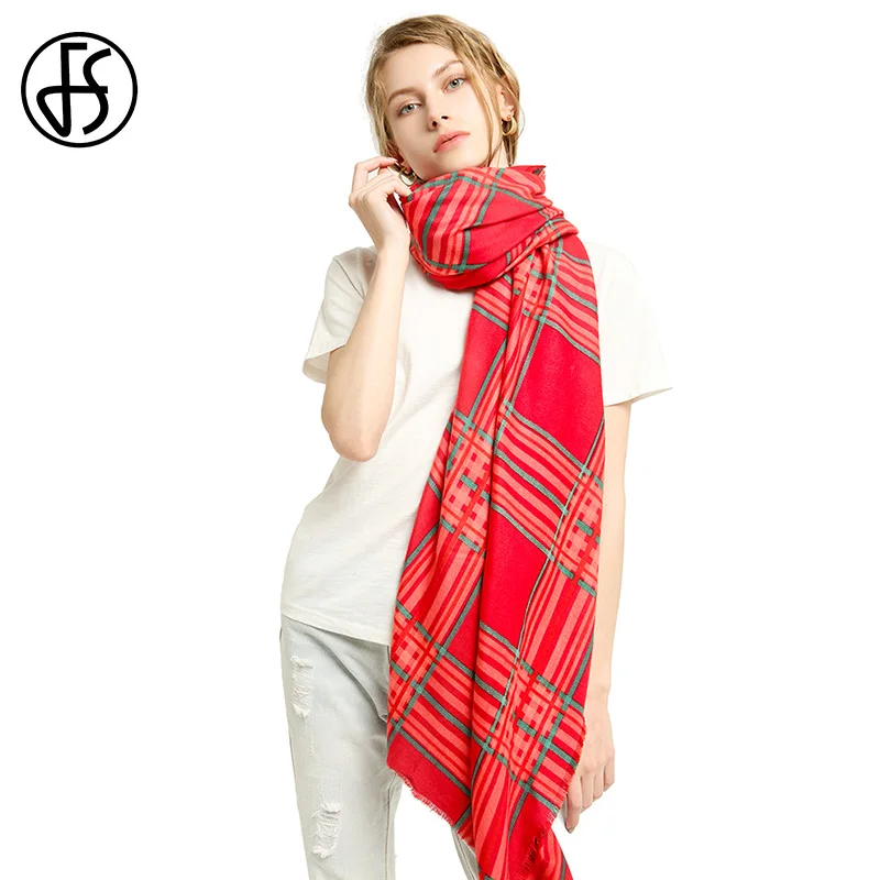 FS Luxury Brand Big Long Wrap Shawl Plaid Scarf For Women Wide Lattices Blanket Tippet Warm Woman Winter Neck Protection |