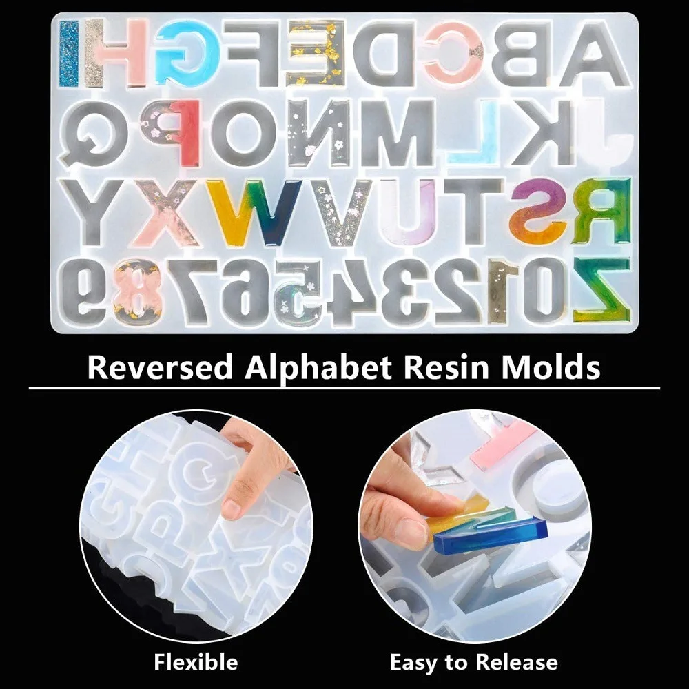

Reversed Alphabet Resin Mold Number Letter Silicone Mould for Epoxy Resin Casting Tool Keychain Pendant Jewelry Clay Diy Molds