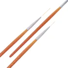 Кисть для дизайна ногтей с деревянной ручкой, 3 шт.компл.