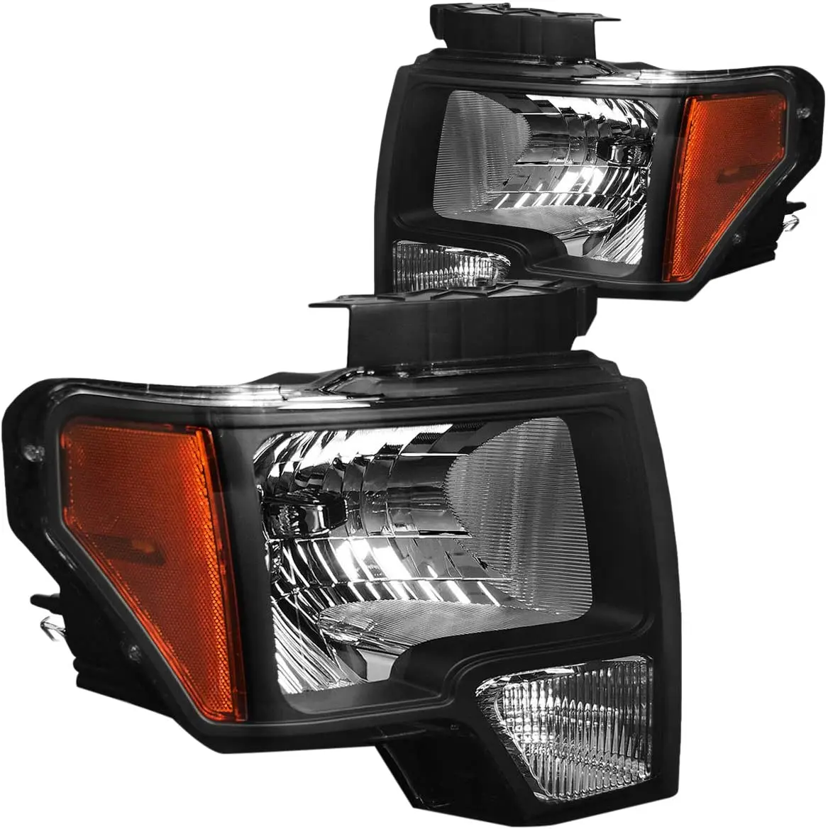 

Motoring HL-OH-F1509-CH-AM Chrome Amber Headlights Replacement Compatible For ford 09-14 F-150