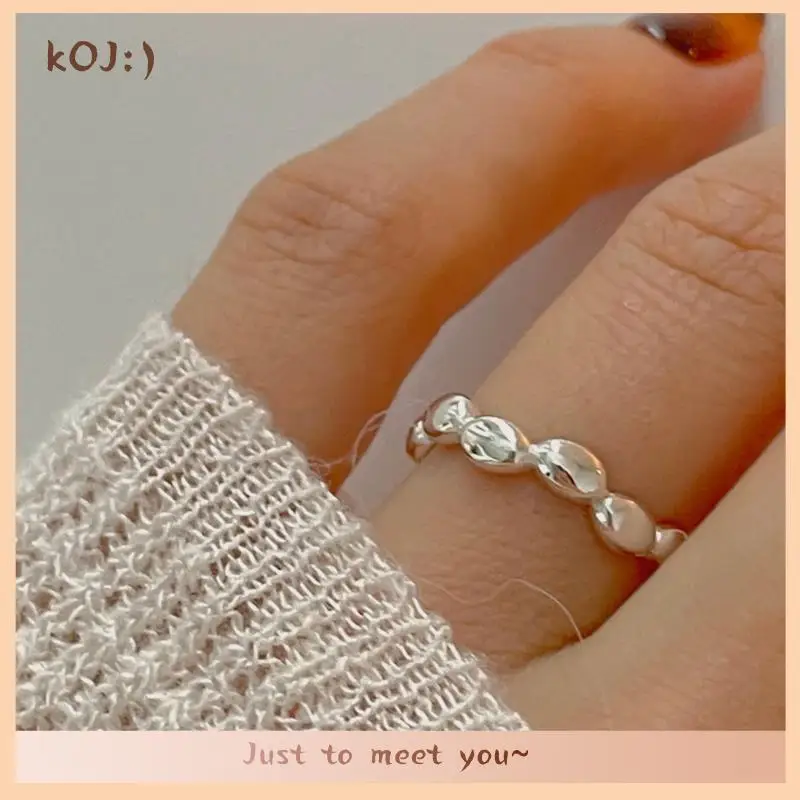 

KOJ 14k Gold Silver Color Korean Fashion Temperament Simple Simple Oval Open Rings for Women Wedding Anillos Mujer Aneis Gifts