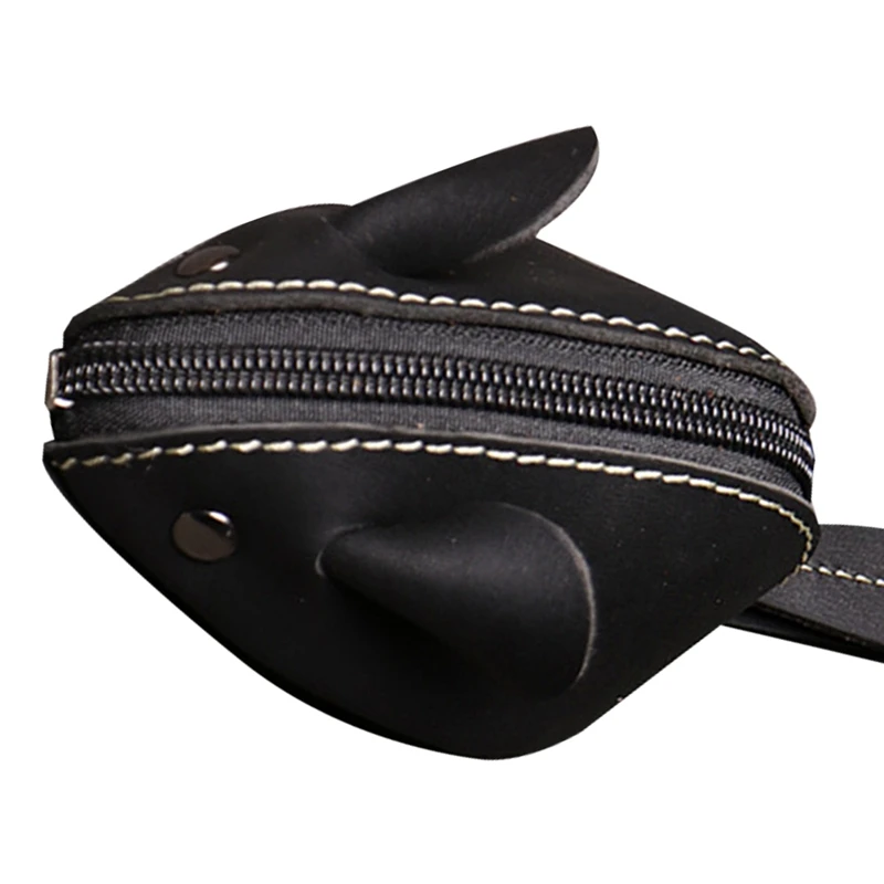 

Genuine Leather Coin Purse,Handmade Mini Zipper Wallet,Purse Pocket with Cute Mouse Pattern for Girls&Kids