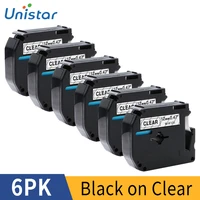 unistar 6 pcs compatible brother label printer ribbons mk131 black on clear 12mm brother tape plastic label tpae 12mm m k131