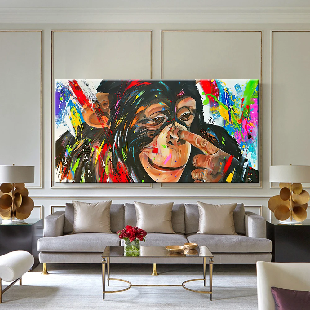 

Three Monkeys Canvas Painting Poster Large Size Animals No Lister No Speak No See Monkeys Living Room Animal Home Decor Wall Art