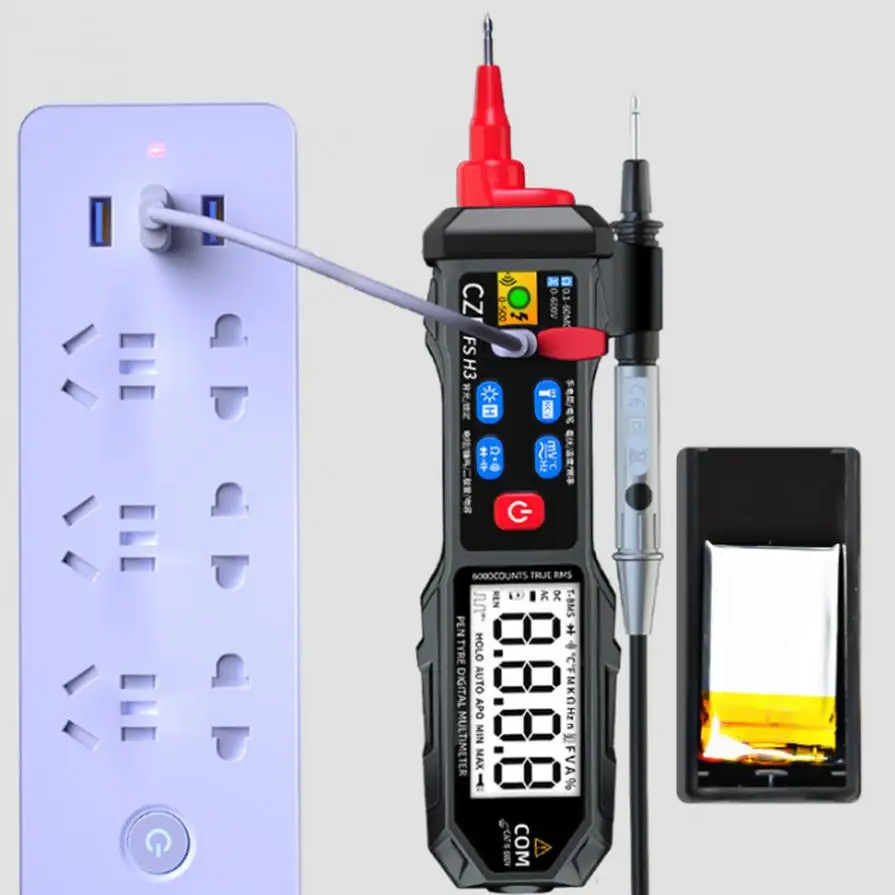 

Mini Digital Multimeter USB Rechargeable Smart LCD Voltage Detector Tester Portable DC AC Voltage Ohm Continuity Hz NCV Meter