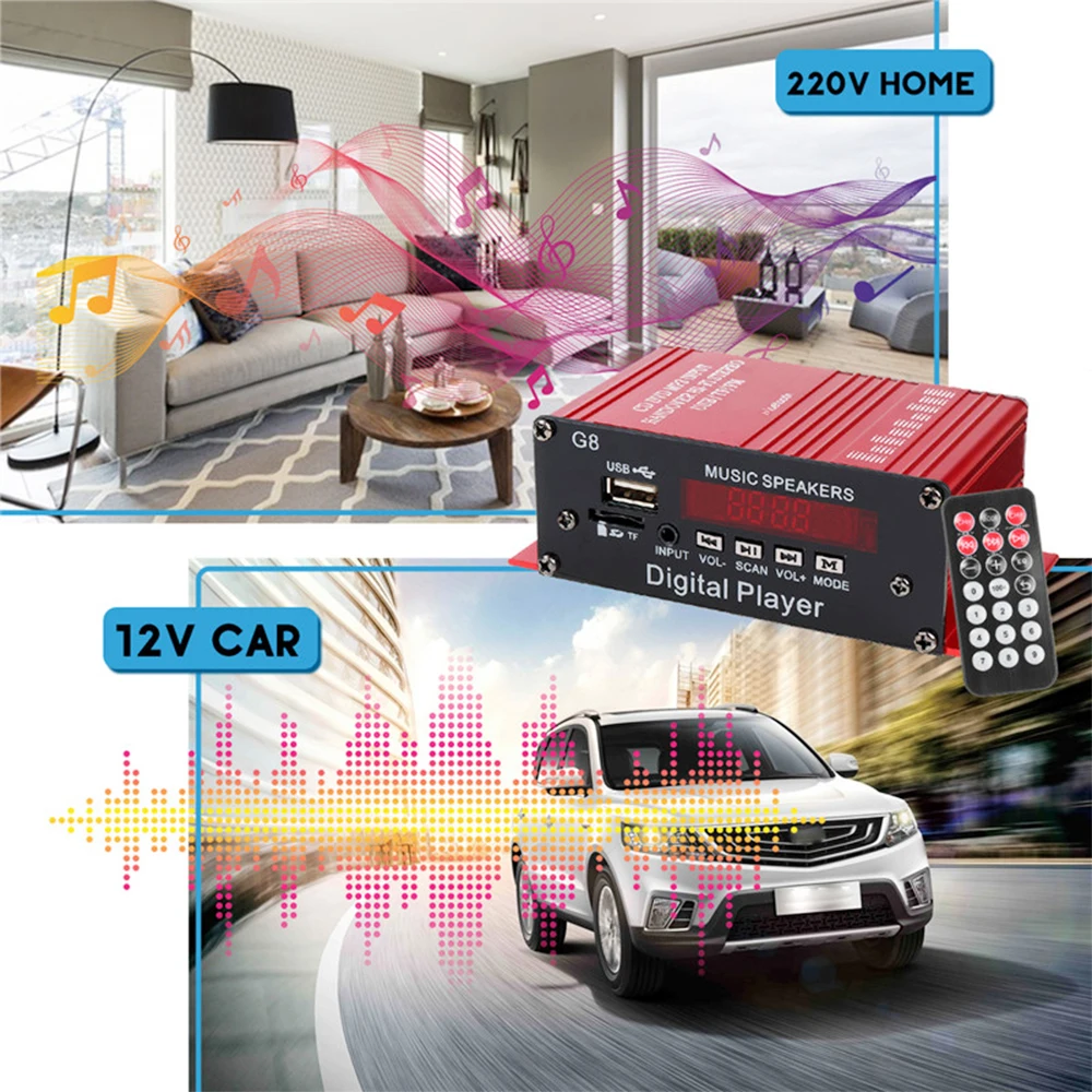 200 Вт 2CH 12 в автомобильный домашний стерео аудио Bluetooth FM Радио мощность с пультом дистанционного управления домашние усилители