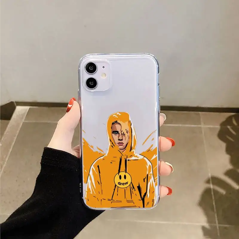 

drew Luxury brand Justin Bieber Phone Case Transparent for iPhone 6 7 8 11 12 s mini pro X XS XR MAX Plus