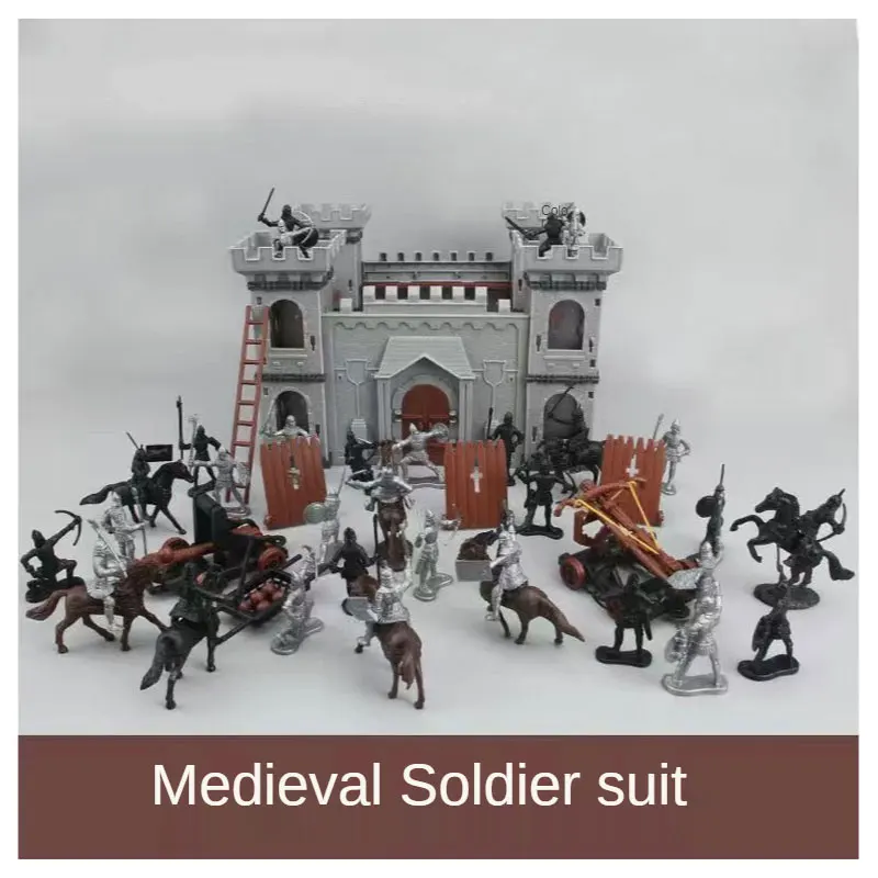 Minifiguras militares de bloques de construcci&oacute;n, adornos de guerra de Guerrero Medieval, soldado militar, juguetes, 28 Uds./60 uds./lote-0