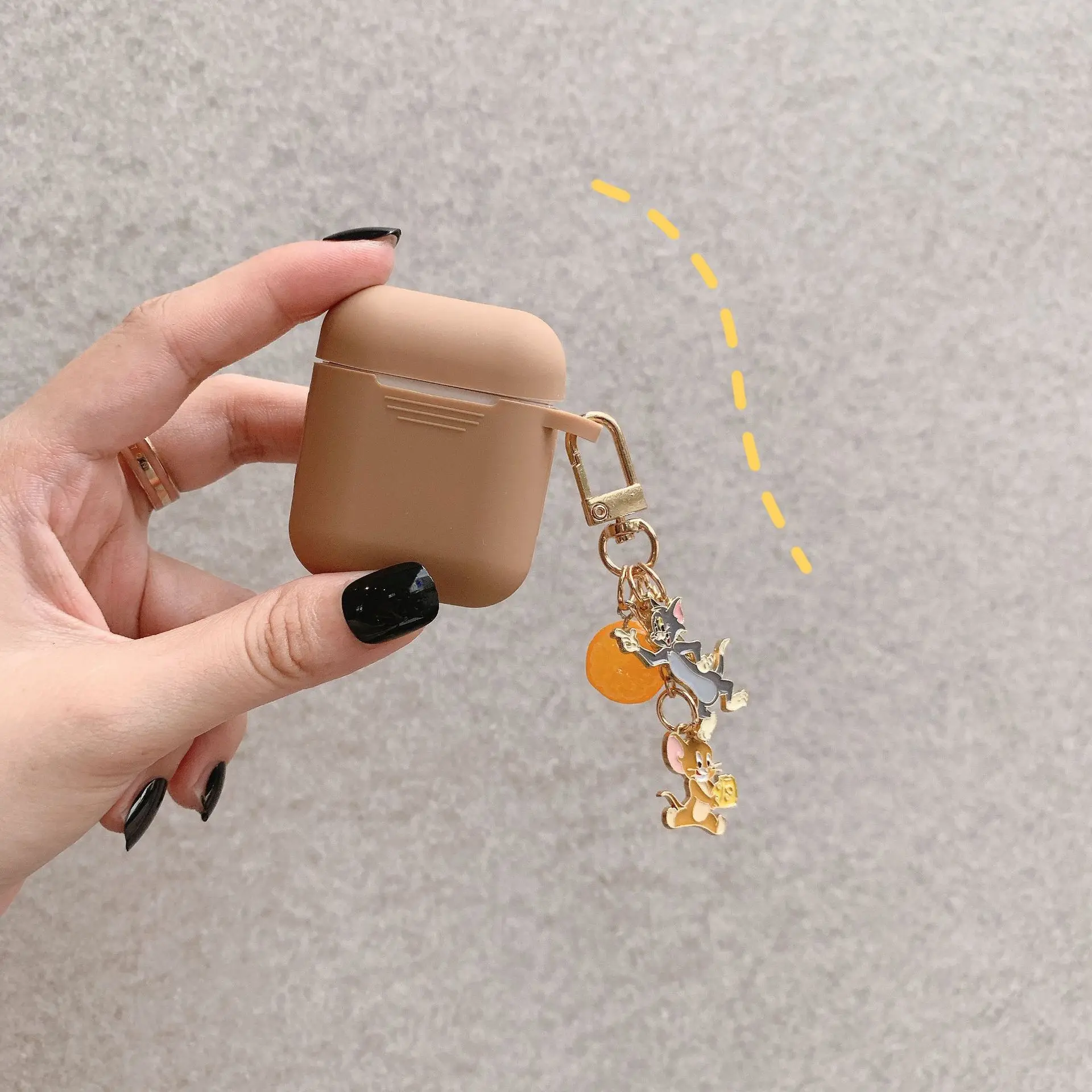 Цвет: желтый Милый чехол для наушников AirPods мультяшный Кот Том и Джерри брелок беспроводные наушники чехол для Apple Airpods 2 сумка аксессуары - Цвет: Цвет: желтый