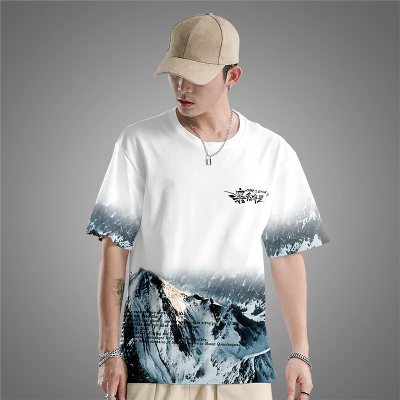 Летняя мода с изображением заснеженной горы принтом на каждый день спортивные