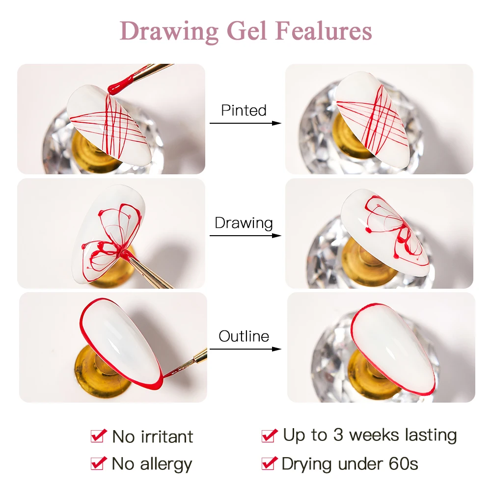 

MEET ACROSS 13Pcs Spider Gel Polish Set For Nail Art Design With Pull Line Pen Need Cured Manicure Semi Permanent Gel Art Tools