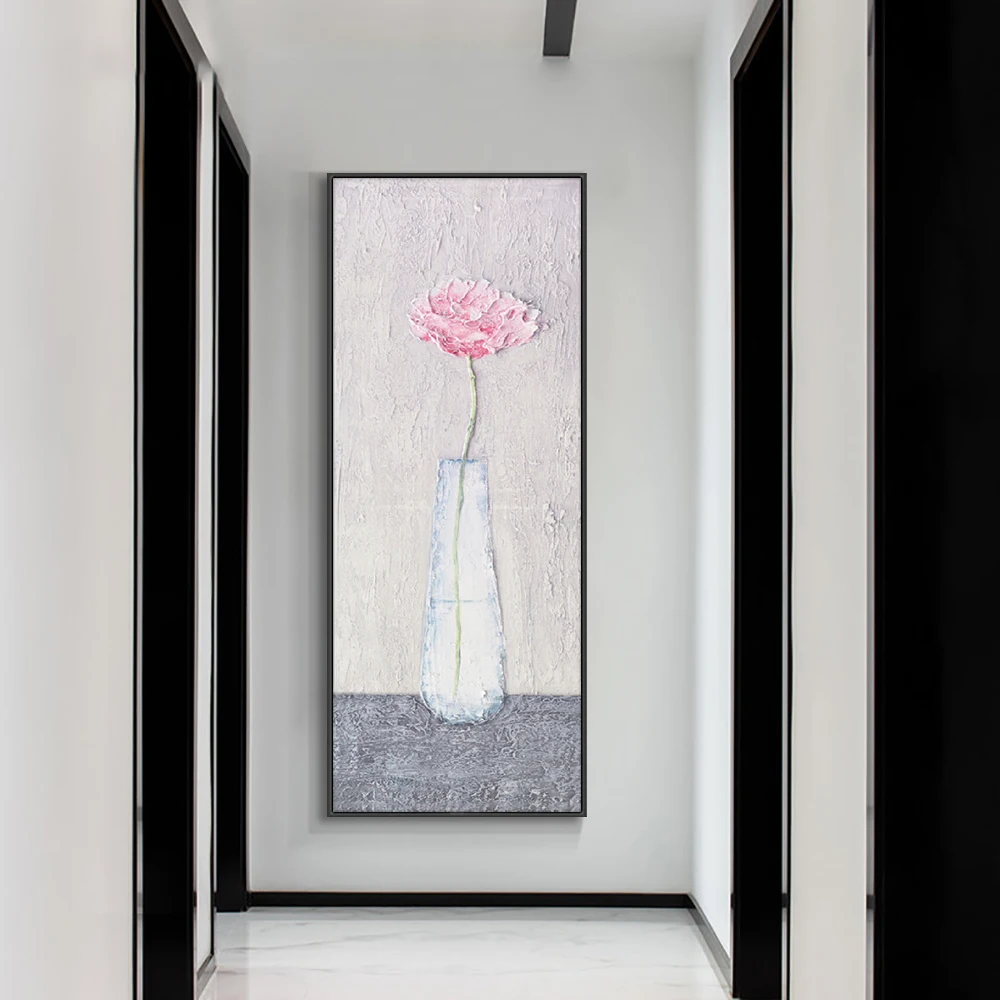 

Abstract One Flower In The Vase Painting On Canvas 100% Hand Painted Oil Painting Modern Acrylic Wall Art For Living Room Decor