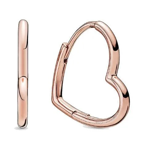 

Authentic 925 Sterling Silver Earring Rose Gold Asymmetric Hearts Of Love Earrings For Women Wedding Gift Fashion Jewelry