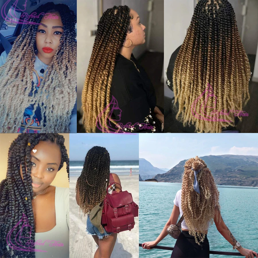 Passion Twist Hair Crochet Braids Synthetic Curly For Goddess Locs Water Wave Braiding Extensions Ombre Brown Honey Blonde |