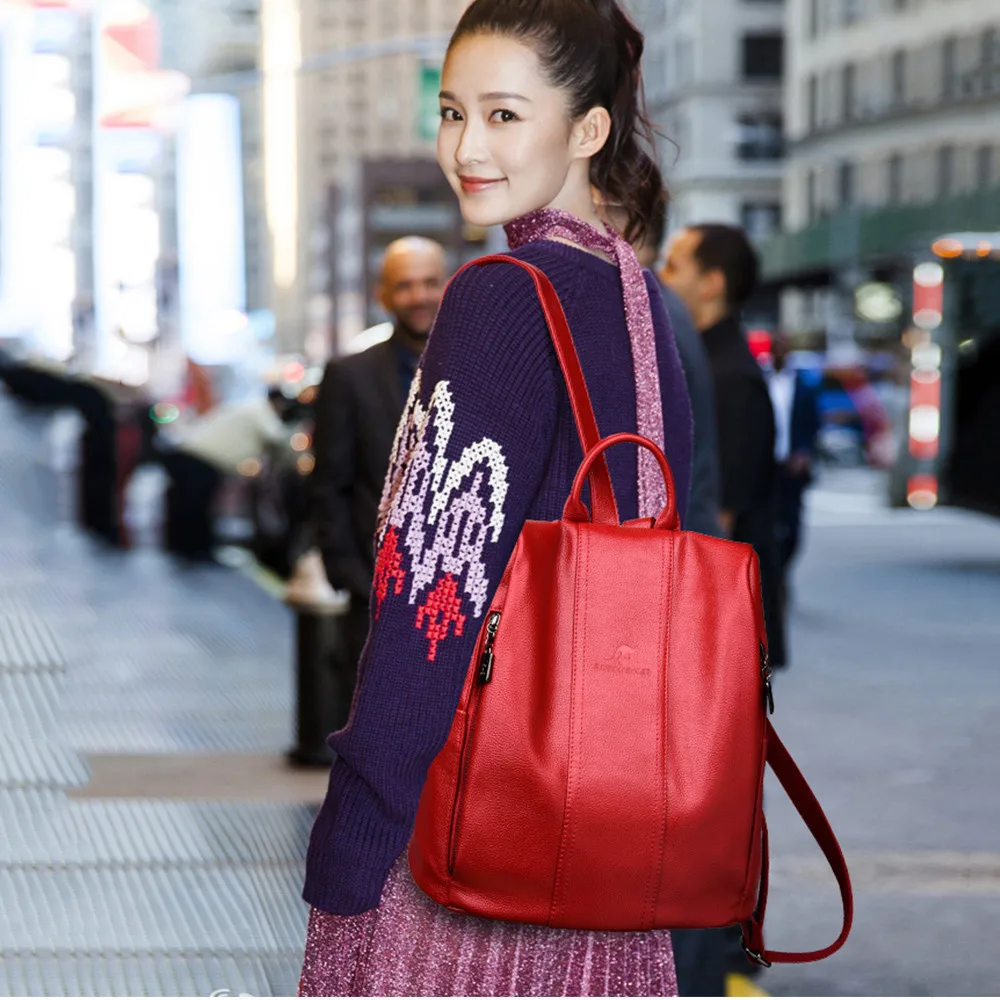 Роскошные брендовые кожаные рюкзаки для девочек Модный женский ранец с защитой