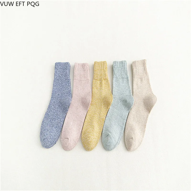 Autumn and Winter Girls Gift Socks Harajuku Five Color Knitted Girls Sock Color Simple Solid Color Cotton