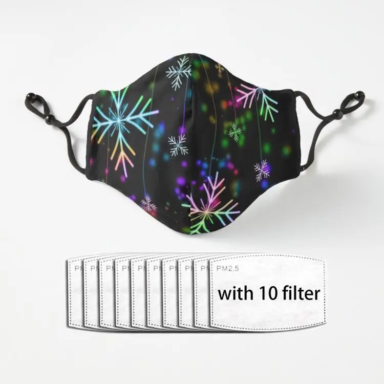 Дед Мороз 2021 Рождественские узоры тканевая смешная маска для лица Регулируемая